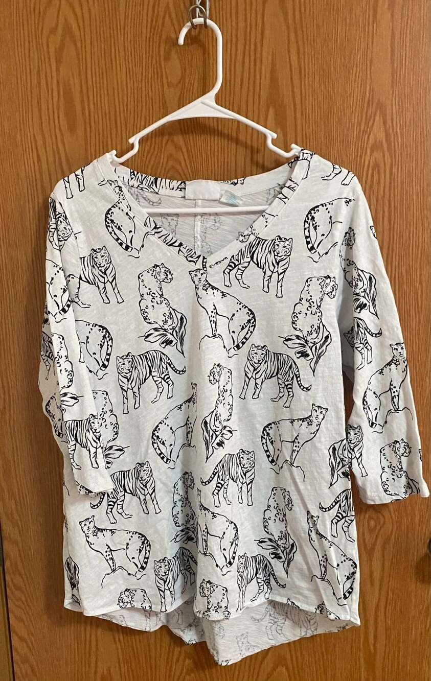 Cynthia Rowley Tiger Leopard Print Tunic Top Size 1X Cotton